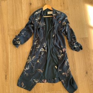 Aritzia Babaton long floral blazer trench coat